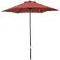 Parasol de Terraza con Mástil de Aluminio Techo de Ventilación y Poste Desmontable Impermeable para Patio Rojo Vino