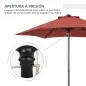 Parasol de Terraza con Mástil de Aluminio Techo de Ventilación y Poste Desmontable Impermeable para Patio Rojo Vino
