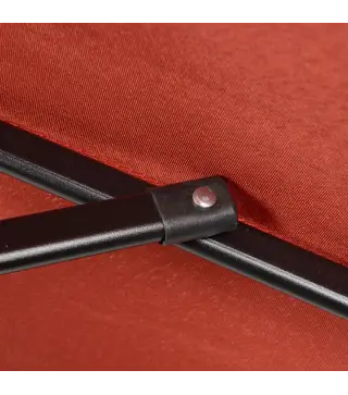 Parasol de Terraza con Mástil de Aluminio Techo de Ventilación y Poste Desmontable Impermeable para Patio Rojo Vino