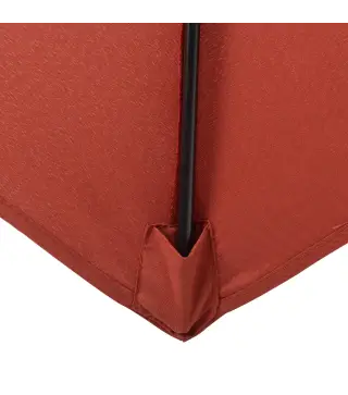 Parasol de Terraza con Mástil de Aluminio Techo de Ventilación y Poste Desmontable Impermeable para Patio Rojo Vino
