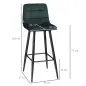Juego de 2 Taburetes Altos de Cocina Taburetes de Bar Tapizados en Terciopelo con Reposapiés y Respaldo Verde