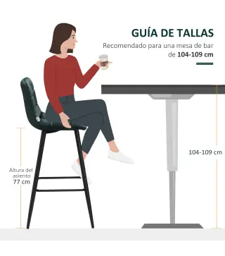 Juego de 2 Taburetes Altos de Cocina Taburetes de Bar Tapizados en Terciopelo con Reposapiés y Respaldo Verde