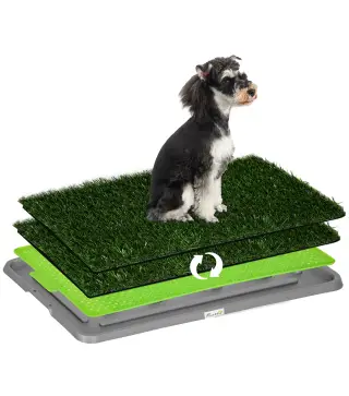 Inodoro para Perros con 2 Céspedes Artificiales Rejilla y Bandeja para Entrenamiento de Cachorros 67x41x3,5 cm Verde