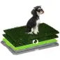 Inodoro para Perros con 2 Céspedes Artificiales Rejilla y Bandeja para Entrenamiento de Cachorros 67x41x3,5 cm Verde