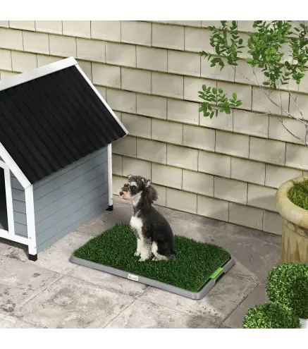 Inodoro para Perros con 2 Céspedes Artificiales Rejilla y Bandeja para Entrenamiento de Cachorros 67x41x3,5 cm Verde