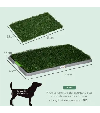 Inodoro para Perros con 2 Céspedes Artificiales Rejilla y Bandeja para Entrenamiento de Cachorros 67x41x3,5 cm Verde