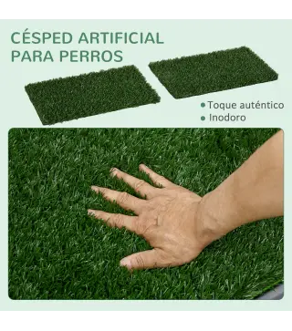 Inodoro para Perros con 2 Céspedes Artificiales Rejilla y Bandeja para Entrenamiento de Cachorros 67x41x3,5 cm Verde