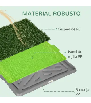 Inodoro para Perros con 2 Céspedes Artificiales Rejilla y Bandeja para Entrenamiento de Cachorros 67x41x3,5 cm Verde