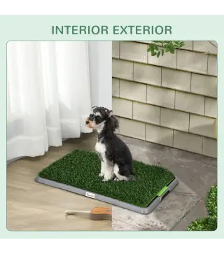 Inodoro para Perros con 2 Céspedes Artificiales Rejilla y Bandeja para Entrenamiento de Cachorros 67x41x3,5 cm Verde