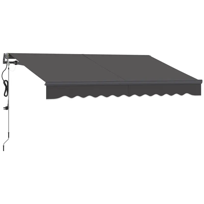 Toldo Eléctrico Retráctil con Manivela Inclinación Ajustable y Protección UV para Jardín Terraza 296x250 cm Gris Oscuro