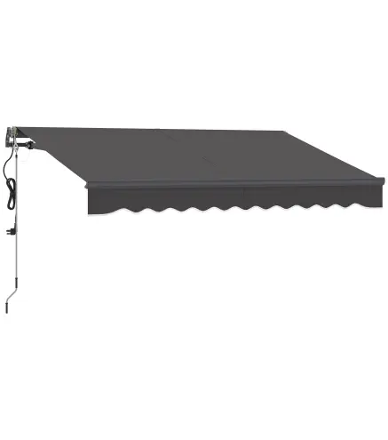 Toldo Eléctrico Retráctil con Manivela Inclinación Ajustable y Protección UV para Jardín Terraza 296x250 cm Gris Oscuro