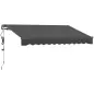Toldo Eléctrico Retráctil con Manivela Inclinación Ajustable y Protección UV para Jardín Terraza 296x250 cm Gris Oscuro