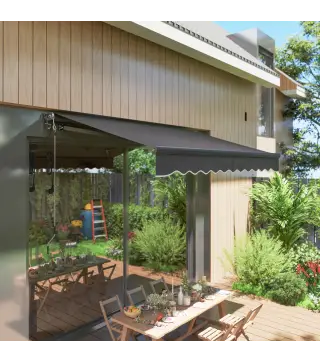 Toldo Eléctrico Retráctil con Manivela Inclinación Ajustable y Protección UV para Jardín Terraza 296x250 cm Gris Oscuro