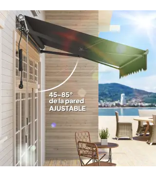 Toldo Eléctrico Retráctil con Manivela Inclinación Ajustable y Protección UV para Jardín Terraza 296x250 cm Gris Oscuro