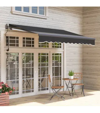 Toldo Eléctrico Retráctil con Manivela Inclinación Ajustable y Protección UV para Jardín Terraza 296x250 cm Gris Oscuro