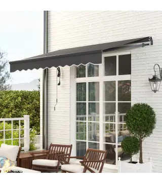 Toldo Eléctrico Retráctil con Manivela Inclinación Ajustable y Protección UV para Jardín Terraza 296x250 cm Gris Oscuro
