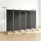 Biombo Plegable de 5 Paneles con 12 Ruedas 252x170 cm Biombo Separador de Ambientes Montaje Personalizado Negro