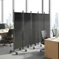 Biombo Plegable de 5 Paneles con 12 Ruedas 252x170 cm Biombo Separador de Ambientes Montaje Personalizado Negro