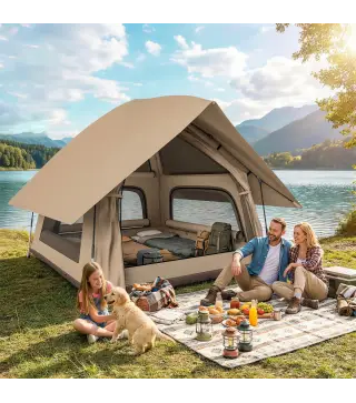 Tienda de Campaña Pop-up para 2-3 Personas Plegable Impermeable 3000 mm con Bolsa de Transporte 235x235x184 cm Caqui