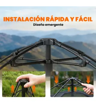 Tienda de Campaña Pop-up para 2-3 Personas Plegable Impermeable 3000 mm con Bolsa de Transporte 235x235x184 cm Caqui