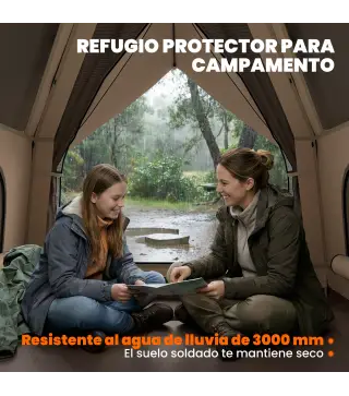 Tienda de Campaña Pop-up para 2-3 Personas Plegable Impermeable 3000 mm con Bolsa de Transporte 235x235x184 cm Caqui