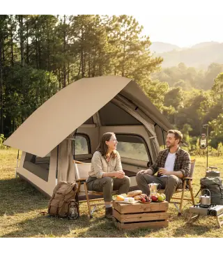 Tienda de Campaña Pop-up para 2-3 Personas Plegable Impermeable 3000 mm con Bolsa de Transporte 235x235x184 cm Caqui
