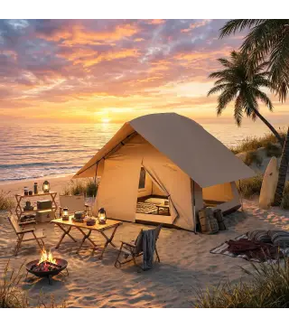 Tienda de Campaña Pop-up para 2-3 Personas Plegable Impermeable 3000 mm con Bolsa de Transporte 235x235x184 cm Caqui