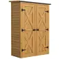 Caseta de Jardín de Madera 115x53x156 cm Armario para Herramientas con Puertas Dobles y Estantes Techo Inclinado Marrón