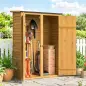 Caseta de Jardín de Madera 115x53x156 cm Armario para Herramientas con Puertas Dobles y Estantes Techo Inclinado Marrón