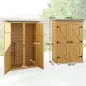 Caseta de Jardín de Madera 115x53x156 cm Armario para Herramientas con Puertas Dobles y Estantes Techo Inclinado Marrón