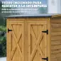 Caseta de Jardín de Madera 115x53x156 cm Armario para Herramientas con Puertas Dobles y Estantes Techo Inclinado Marrón