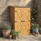 Caseta de Jardín de Madera 115x53x156 cm Armario para Herramientas con Puertas Dobles y Estantes Techo Inclinado Marrón