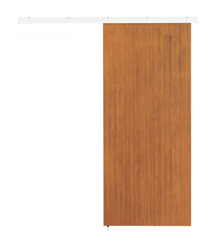 Puerta Corredera con Herrajes 90x210 cm con Rodillo Riel de Aluminio Guía de Suelo Marrón