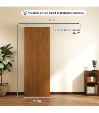 Puerta Corredera con Herrajes 90x210 cm con Rodillo Riel de Aluminio Guía de Suelo Marrón