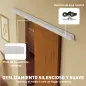 Puerta Corredera con Herrajes 90x210 cm con Rodillo Riel de Aluminio Guía de Suelo Marrón