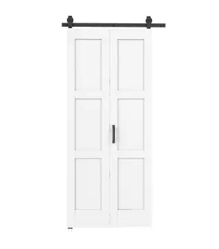 Puerta Corredera Plegable con Herrajes 91,4x213,4 cm con Rodillo Riel de Acero Guía de Suelo Manija Blanco