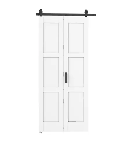 Puerta Corredera Plegable con Herrajes 91,4x213,4 cm con Rodillo Riel de Acero Guía de Suelo Manija Blanco