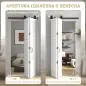 Puerta Corredera Plegable con Herrajes 91,4x213,4 cm con Rodillo Riel de Acero Guía de Suelo Manija Blanco