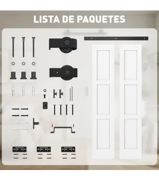 Puerta Corredera Plegable con Herrajes 91,4x213,4 cm con Rodillo Riel de Acero Guía de Suelo Manija Blanco