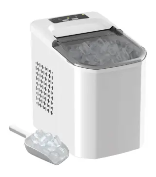 Máquina de Hielo Autolimpiable 12 kg/24H 9 Cubitos Listos en 7 Minutos 2 Tamaños de Hielo 1,5L Depósito Blanco