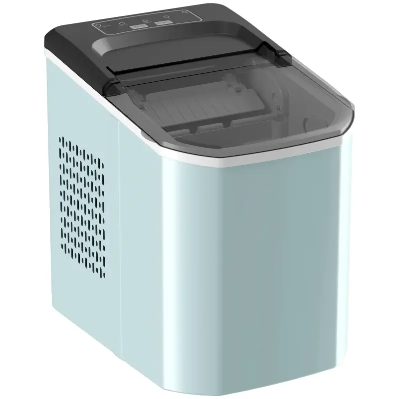 Máquina de Cubitos de Hielo Autolimpiable 12 kg/24H 9 Cubitos Listos en 7 Minutos 2 Tamaños de Hielo 1,5L Depósito Azul