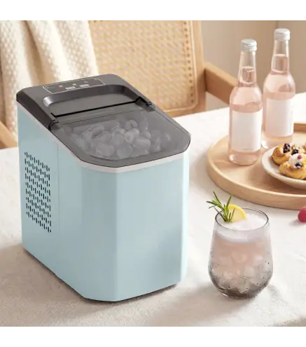 Máquina de Cubitos de Hielo Autolimpiable 12 kg/24H 9 Cubitos Listos en 7 Minutos 2 Tamaños de Hielo 1,5L Depósito Azul