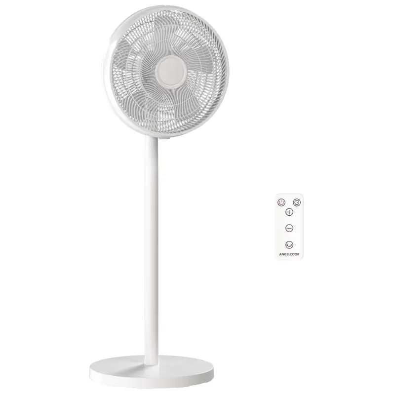 Ventilador de Pie con Control Remoto Altura Ajustable 4 Velocidades Oscilación 80° Temporizador 10H Pantalla LED Blanco