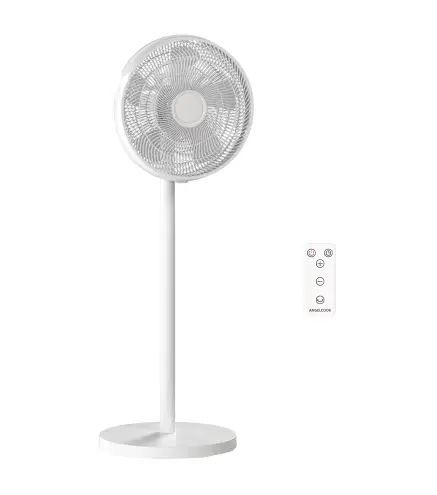 Ventilador de Pie con Control Remoto Altura Ajustable 4 Velocidades Oscilación 80° Temporizador 10H Pantalla LED Blanco