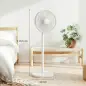 Ventilador de Pie con Control Remoto Altura Ajustable 4 Velocidades Oscilación 80° Temporizador 10H Pantalla LED Blanco