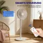 Ventilador de Pie con Control Remoto Altura Ajustable 4 Velocidades Oscilación 80° Temporizador 10H Pantalla LED Blanco