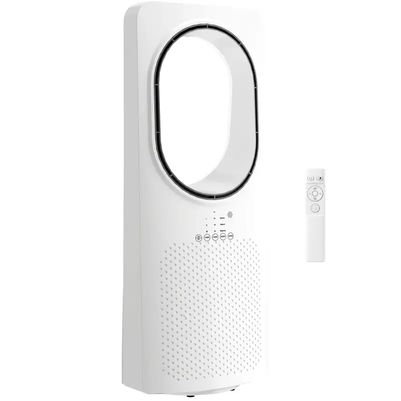 Ventilador de Torre sin Aspas con Mando a Distancia Oscilación 45° 3 Velocidades 3 Modos Temporizador 15H Blanco