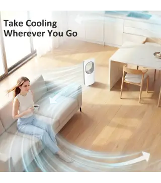 Ventilador de Torre sin Aspas con Mando a Distancia Oscilación 45° 3 Velocidades 3 Modos Temporizador 15H Blanco