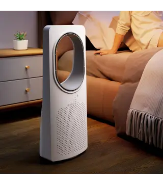 Ventilador de Torre sin Aspas con Mando a Distancia Oscilación 45° 3 Velocidades 3 Modos Temporizador 15H Blanco