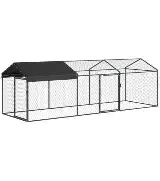 Gallinero para Exterior Grande 3x1x1 m Gallinero Metálico con Cubierta Tela Oxford Anti-UV e Impermeable Negro